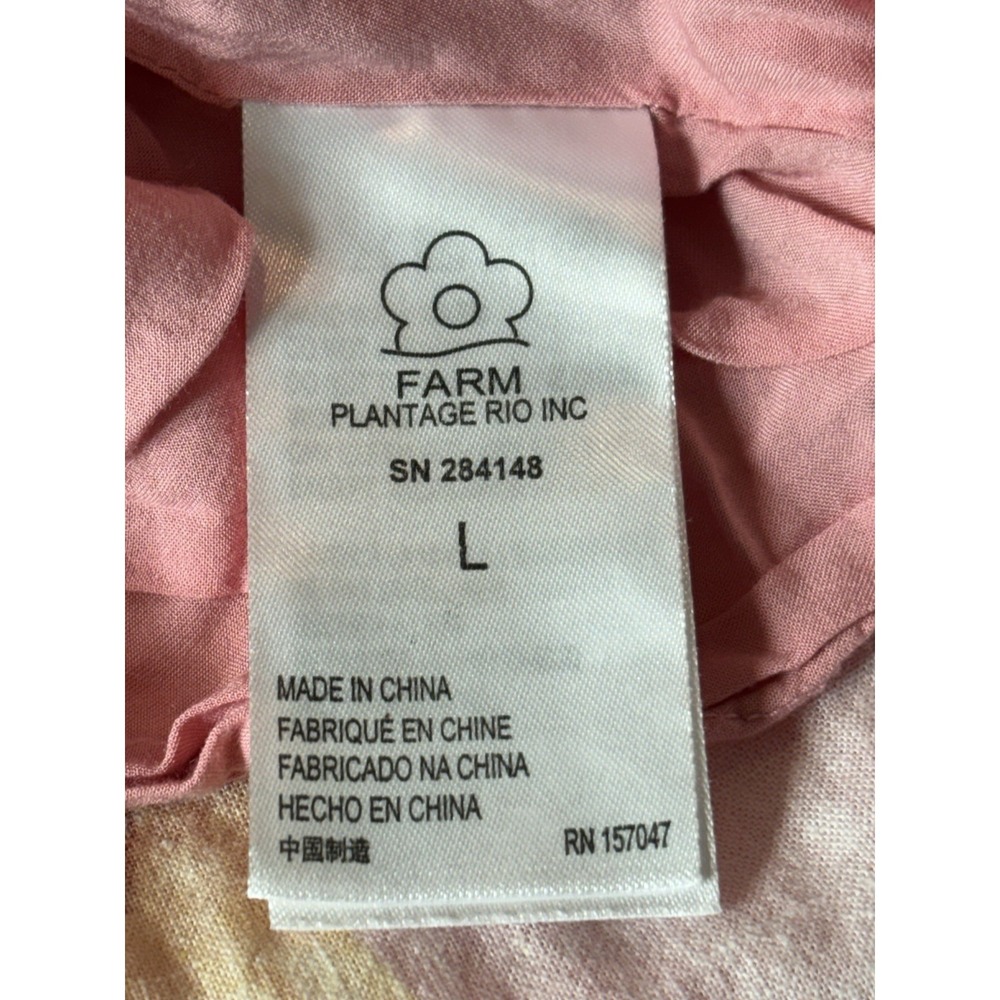 Farm Rio Maxi Dress Women Large Pink Floral Linen Blend Open Back Lined Tie Back - Picture 4 of 5